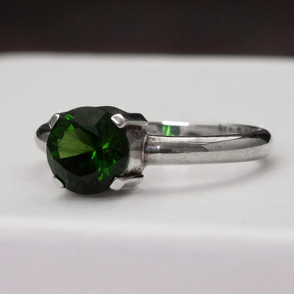 Natural 1 Ct Chrome Diopside Sterling Silver Ring, SZ 7, Elegant Minimalist Ring - Picture 3 of 7